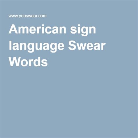 American sign language Swear Words | American sign language, Sign ...