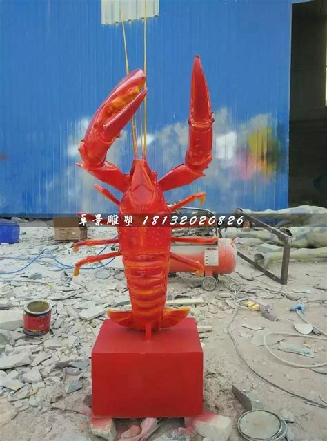 玻璃钢龙虾雕塑-海边户外装饰仿真大虾海洋动物