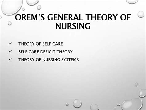 Orem's Theory of Self Care Deficit | PPTX