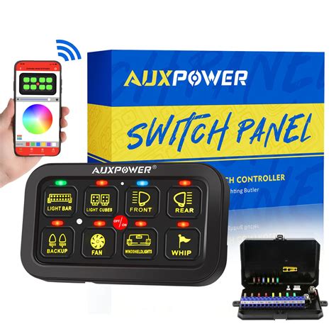 Buy Auxpower Bluetooth RGB 8 Gang Swith Panel A38 Toggle Momentary ...