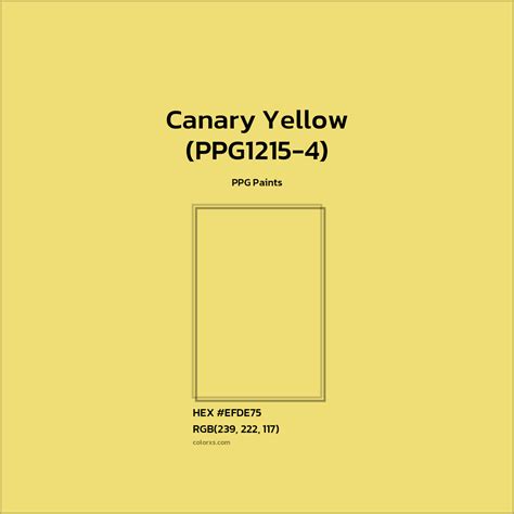 PPG Paints Canary Yellow (PPG1215-4) Paint - color codes, matching ...