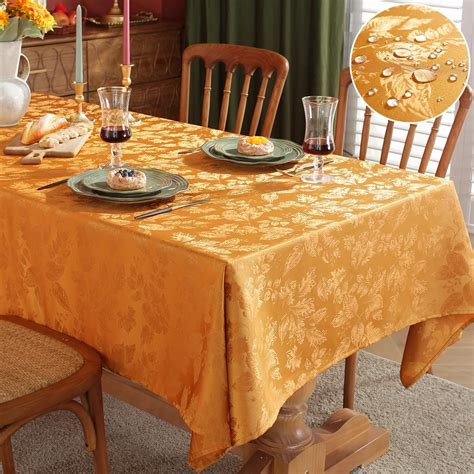 Amazon.com: Tegeme Fall Tablecloth 60 x 104 Inch Autumn Leaves Jacquard ...