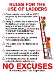 Rules for The use of ladders … No Excuses Sign Sticker, Waterproof ...