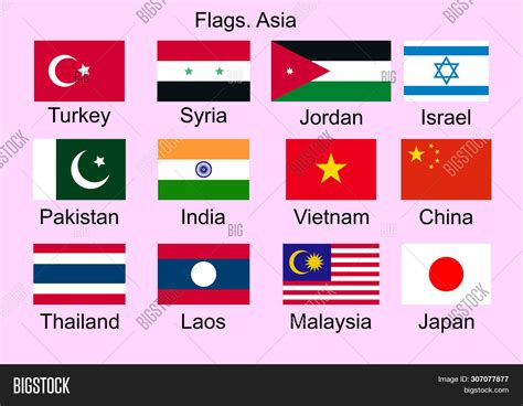 Flags Asian Countries Image & Photo (Free Trial) | Bigstock