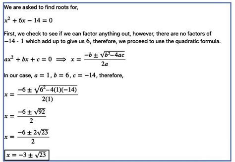 find the roots of the polynomial xsquare+6x-14 - Brainly.in