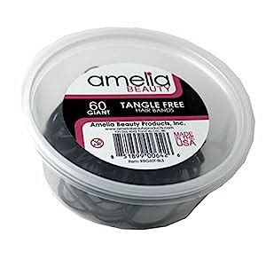 Amelia Beauty Products Black: 60 Count Giant TANGLE FREE Elastic Pony ...