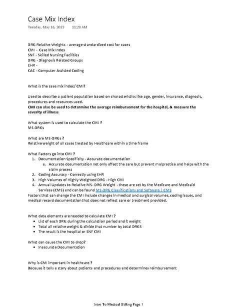 Case mix index - This is and into to CMI and how to use it - DRG ...