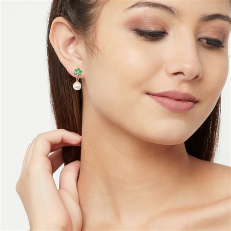 Faux Pearls Floral Earrings – VOYLLA