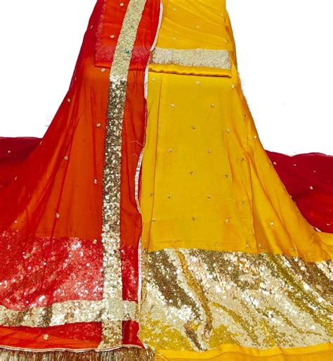 Yellow Colour Poshak in Satin with Tikli Border Work