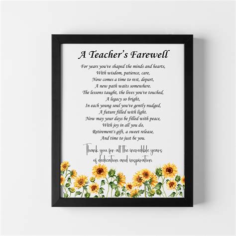 Teacher Retirement Poem, Teacher Goodbye Poem, Teacher Farewell ...
