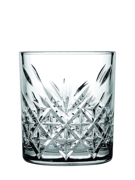 INOVIQUE Timeless Diamond Cut Crystal Whiskey Glasses | 310ML | Set of ...