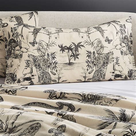 Midnight Jungle Linen King Pillow Shams Set of 2 + Reviews | CB2 ...