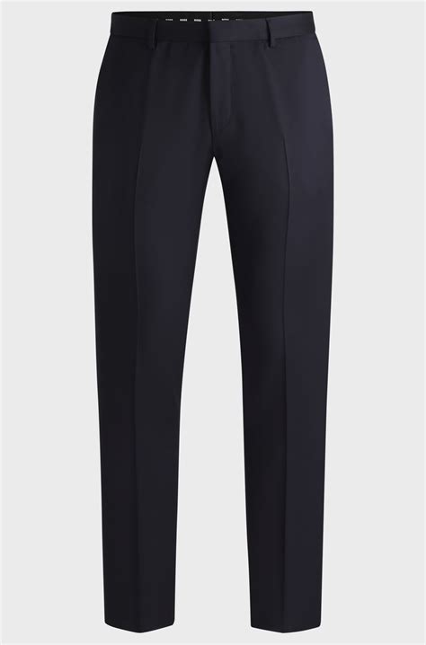 BOSS - Extra-slim-fit suit trousers in virgin-wool serge - Dark Blue