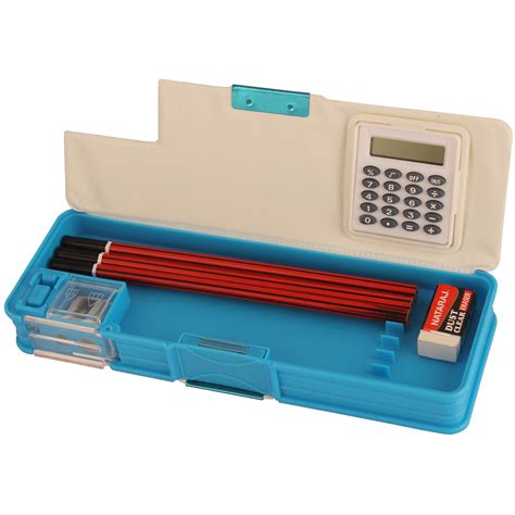 STYM Pencil Box With Twist Calculator Plastic (2 sides, Set of 1, Blue ...