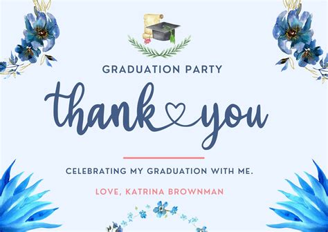 Page 2 - Free custom printable graduation thank you card templates | Canva