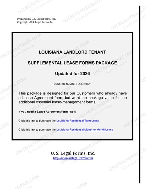 Louisiana Supplemental Residential Lease Forms Package | US Legal Forms