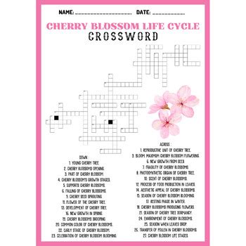 CHERRY BLOSSOM LIFE CYCLE bundle - word search & word scramble & crossword