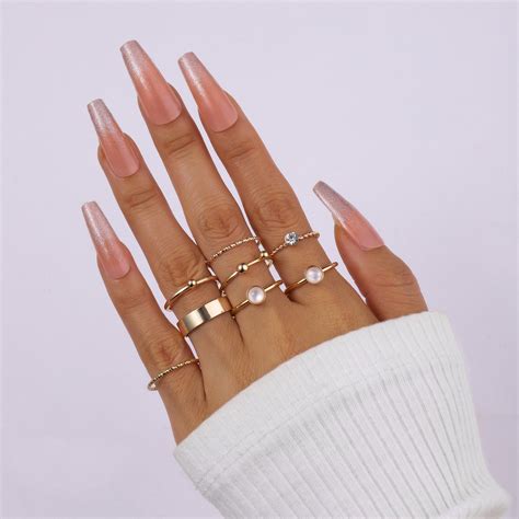 Set Of 8 Tiered Elegance Rings | Salty – Salty Accessories