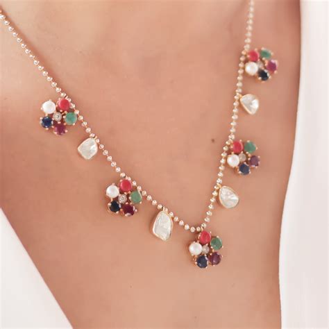 Color Bouquet Polki Diamond Necklace -Shop Online – Polki Stories by ...