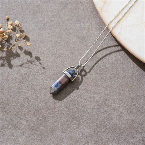 Lavender Jade Crystal Pendant with Chain [ For Calmness ] - Darbar Craft