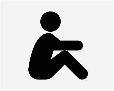Stick Figure Sitting Icon. Stick Man Sit Up Down Floor Rest Male Person ...