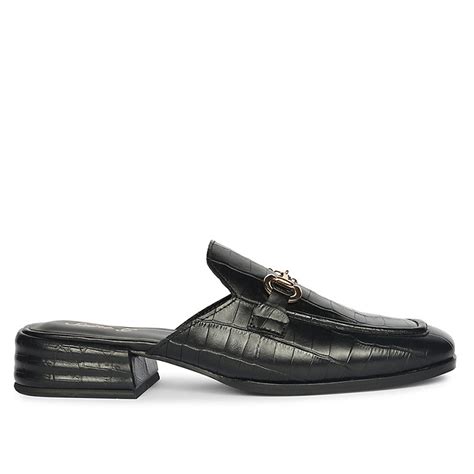Saint Savannah Croc Embossed Black Leather Horsebit Moccasins – SaintG ...