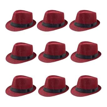 Classic Fedora Hat Set Pack of 9, Men Short Brim Sun Panama Hats for ...
