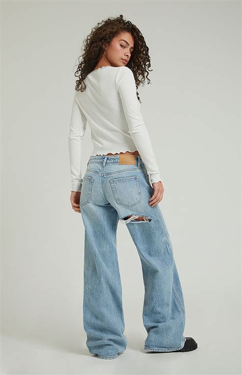 Pacsun Casey Low Rise Baggy Jeans Butt Slit Light Indigo | Pacsun