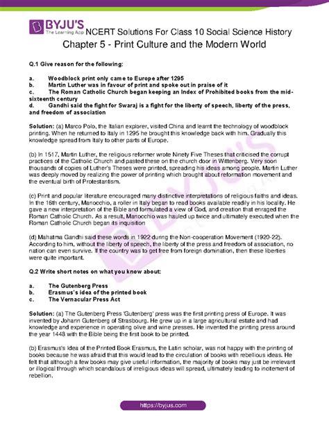 NCERT Class 10 Social Science History Solutions: Chapter 5 Print ...