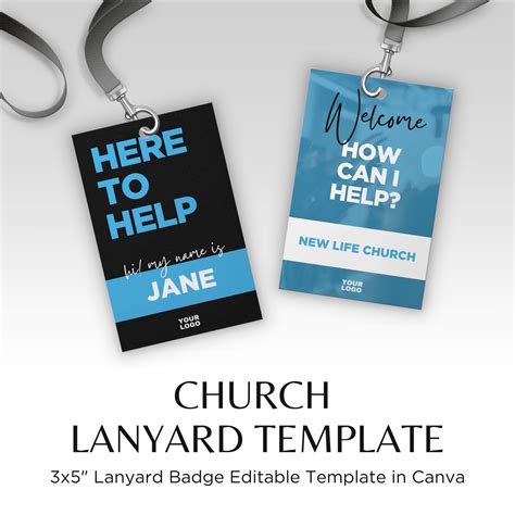 Church Badge Template, Lanyard Badge Template for Churches, Church ...