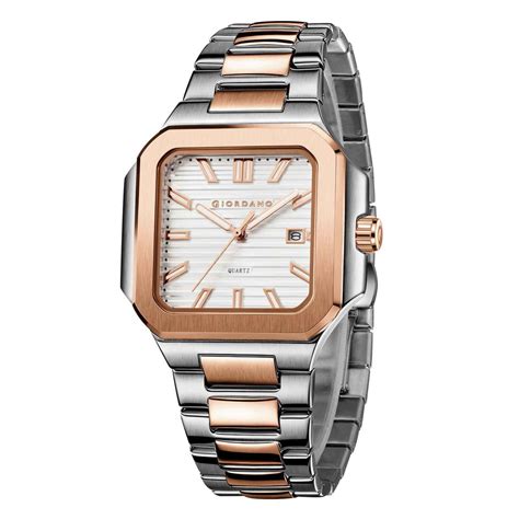 GIORDANO Analog Square Watch for Men – Textured Dial, Two-Tone ...