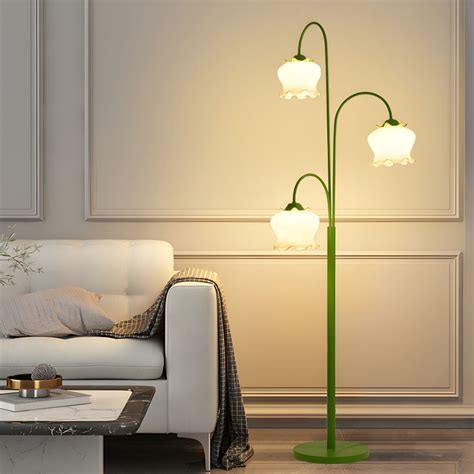 Flower Shape Glass Floor Lamp Modern Style 3 Lights Floor Light for ...