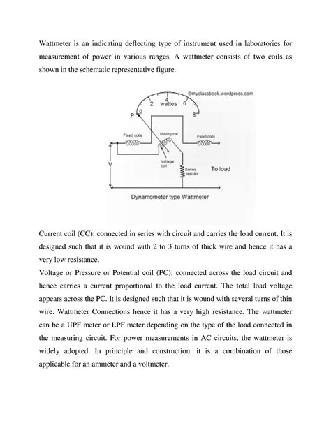 Induction Type Energymeter - Wattmeter is an indicating deflecting type ...