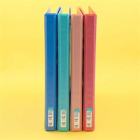 Yoobi 1/2 Inch Binder Set, D Ring Binders, 4 colors
