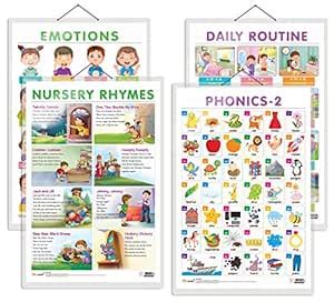 Buy Set of 4 EMOTIONS, DAILY ROUTINE, NURSERY RHYMES and PHONICS - 2 ...