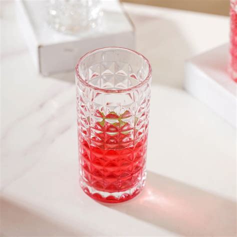 Starcut Textured Large Drinkware Glass Set of 6 250 ml | Nestasia