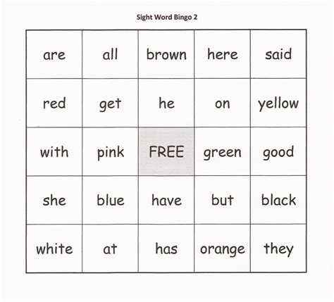 Sight Word Bingo Generator - Printable Calendars AT A GLANCE