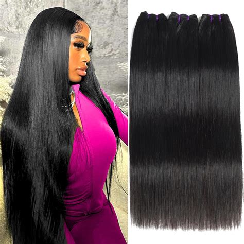 Amazon.com : Beauty Queen 16A Human Hair Bundles Straight (16 16 16 ...