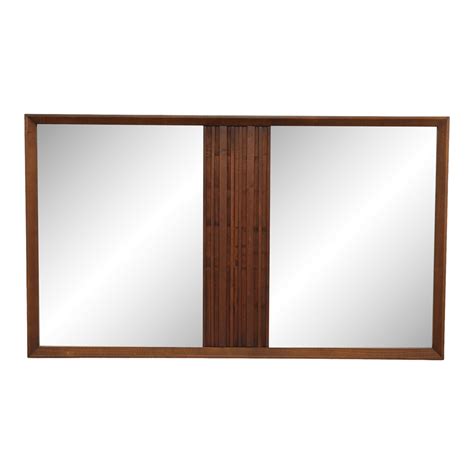 Mid Century Modern Walnut Double Wall Mirror | Chairish