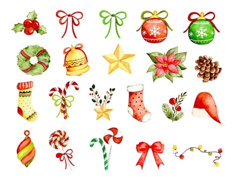 Premium Vector | Watercolor Illustration set of Christmas Ornaments