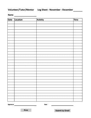 Volunteer Activity Log Sheet - Fill Out, Sign & Share Online | pdfFiller