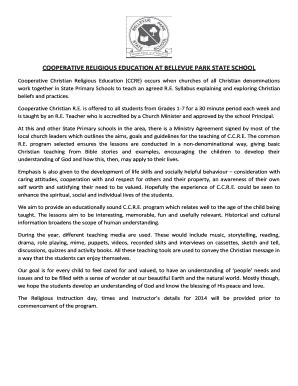 Fillable Online bellparkss eq edu COOPERATIVE RELIGIOUS EDUCATION AT ...