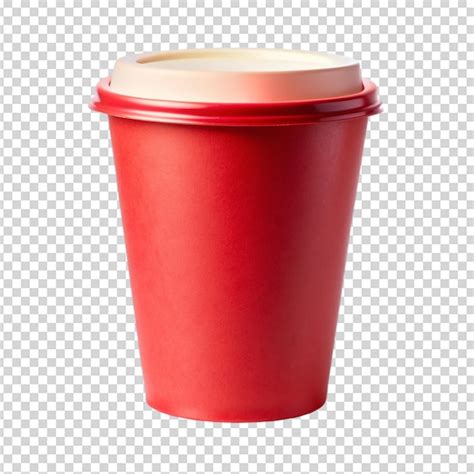 Disposable red paper cup with lid isolated on white background ...
