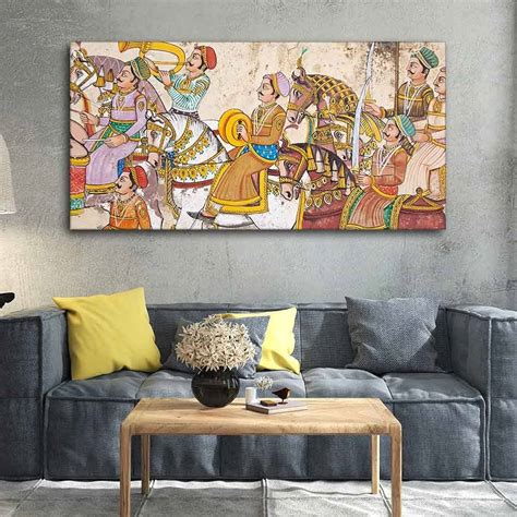 VIBECRAFTS Madhubani/Rajasthani Art Premium Canvas Wall Painting With ...