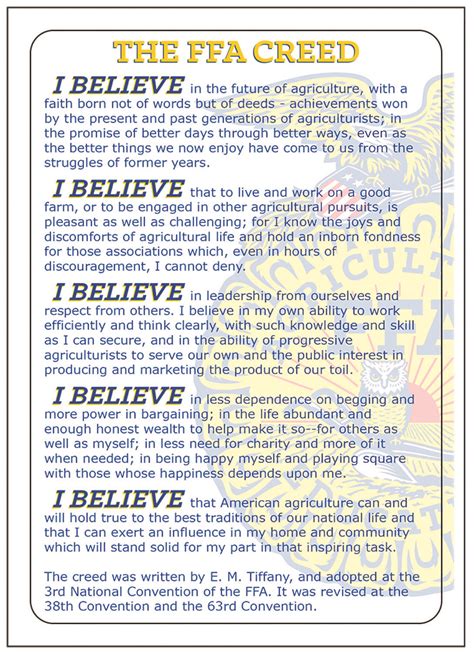 Printable Ffa Creed | Plan Your Year Easily!
