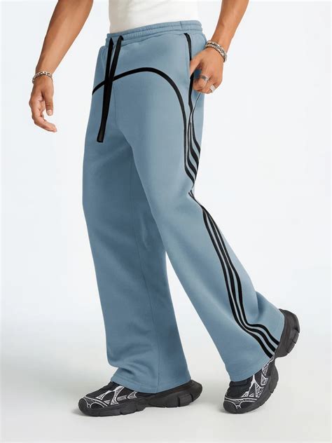 Maniac Maniac Mens Side Stripe Light Grey and Black Cotton Baggy Fit ...