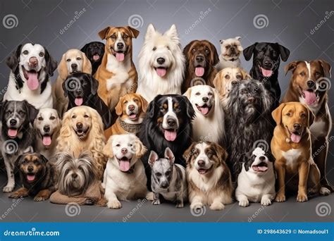 Large Group of Dogs Different Breeds. Generative AI Stock Image - Image of friends, white: 298643629