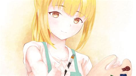 Download wallpaper 3840x2160 girl, smile, brush, anime 4k uhd 16:9 hd ...