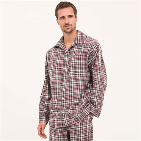 Men's Brushed Cotton Red And Grey Tartan Pyjamas By PJ Pan