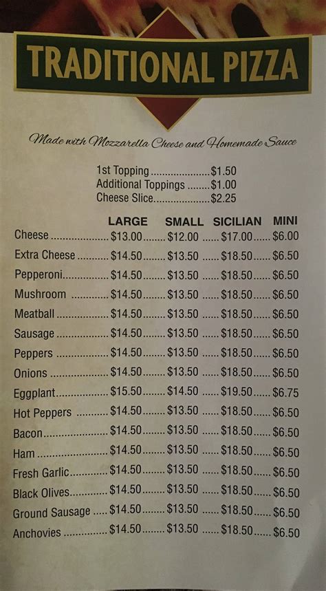 Menu at Dominick's Pizzeria & Restaurant, Blairstown